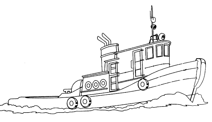 Coloriage d'un bateau naviguant sur une mer calme