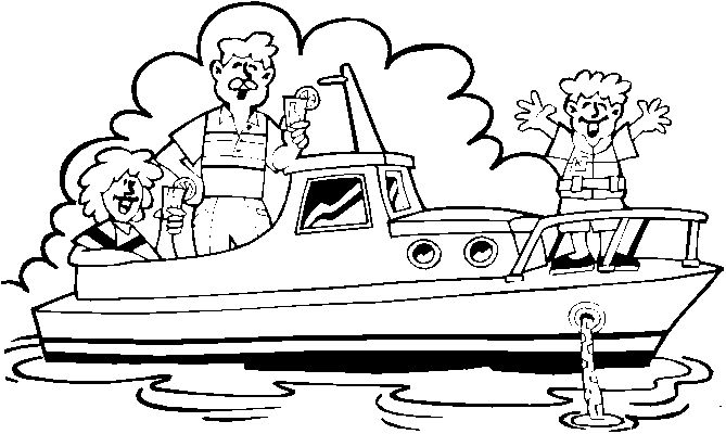 Coloriage d'un bateau naviguant sur des vagues