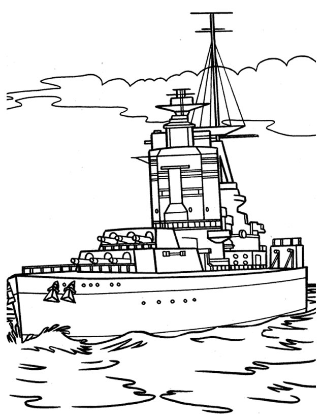 Coloriage d'un bateau naviguant sur une mer calme