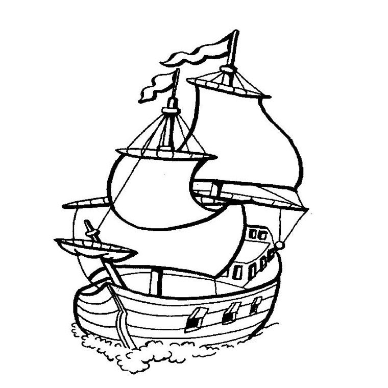 Coloriage d'un bateau de croisière voguant sur une mer tranquille Coloriage d'un bateau de croisière voguant sur une mer tranquille