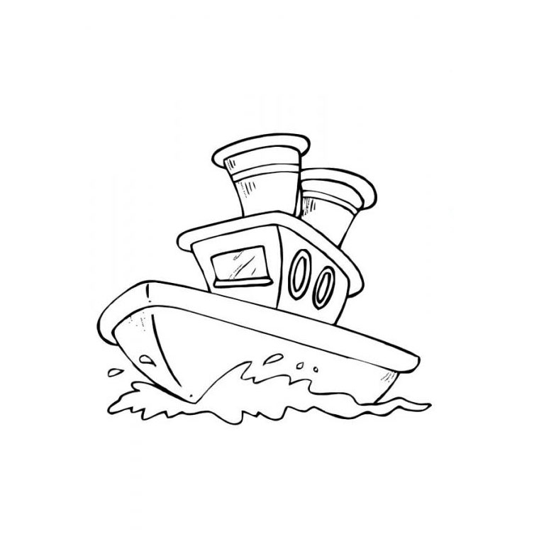 Coloriage d'un bateau naviguant sur une mer calme