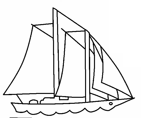 Coloriage d'un bateau naviguant sur l'eau avec un ciel ensoleillé
