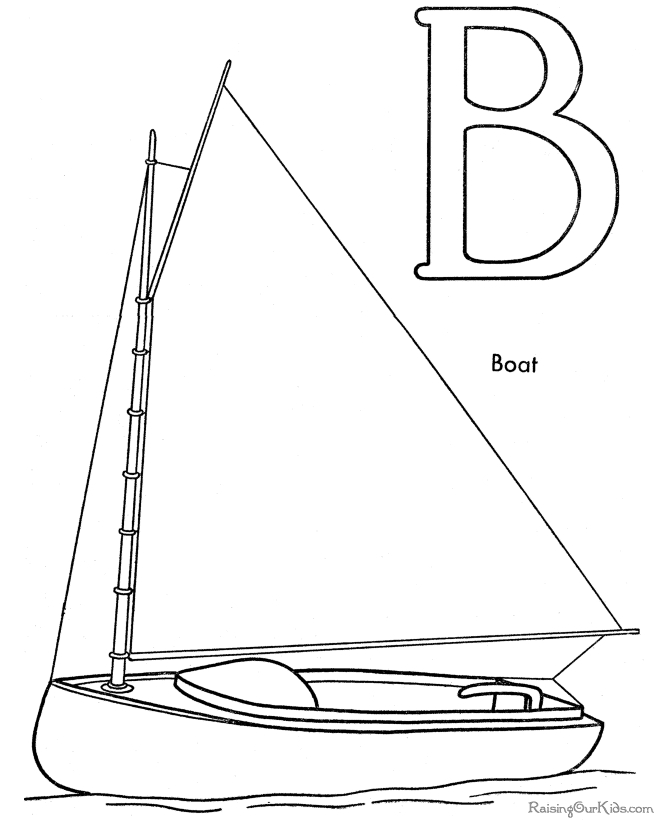 Coloriage d'un bateau en mer avec un large ciel bleu