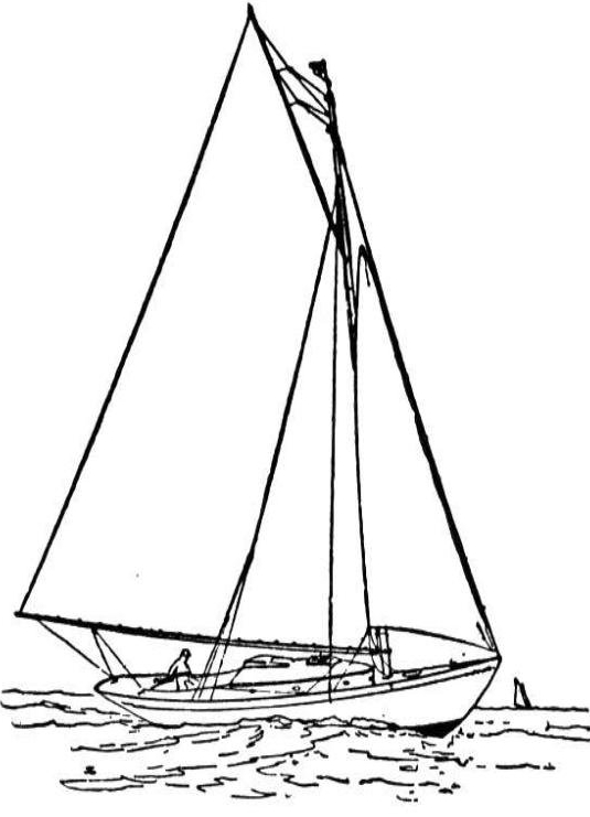 Coloriage d'un bateau de navire sur une mer calme avec des nuages