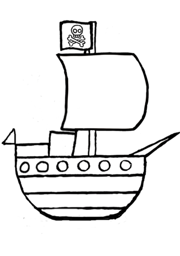 Coloriage d'un bateau pirate voguant sur les flots