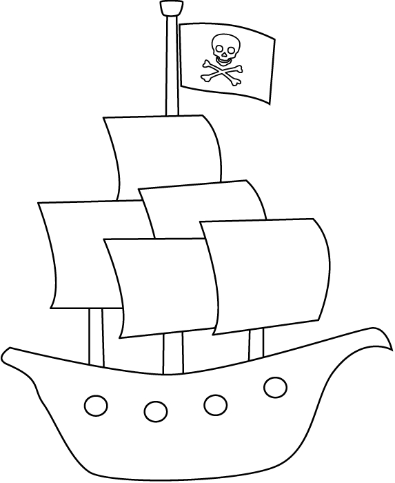 Coloriage d'un bateau pirate naviguant sur une mer agitée