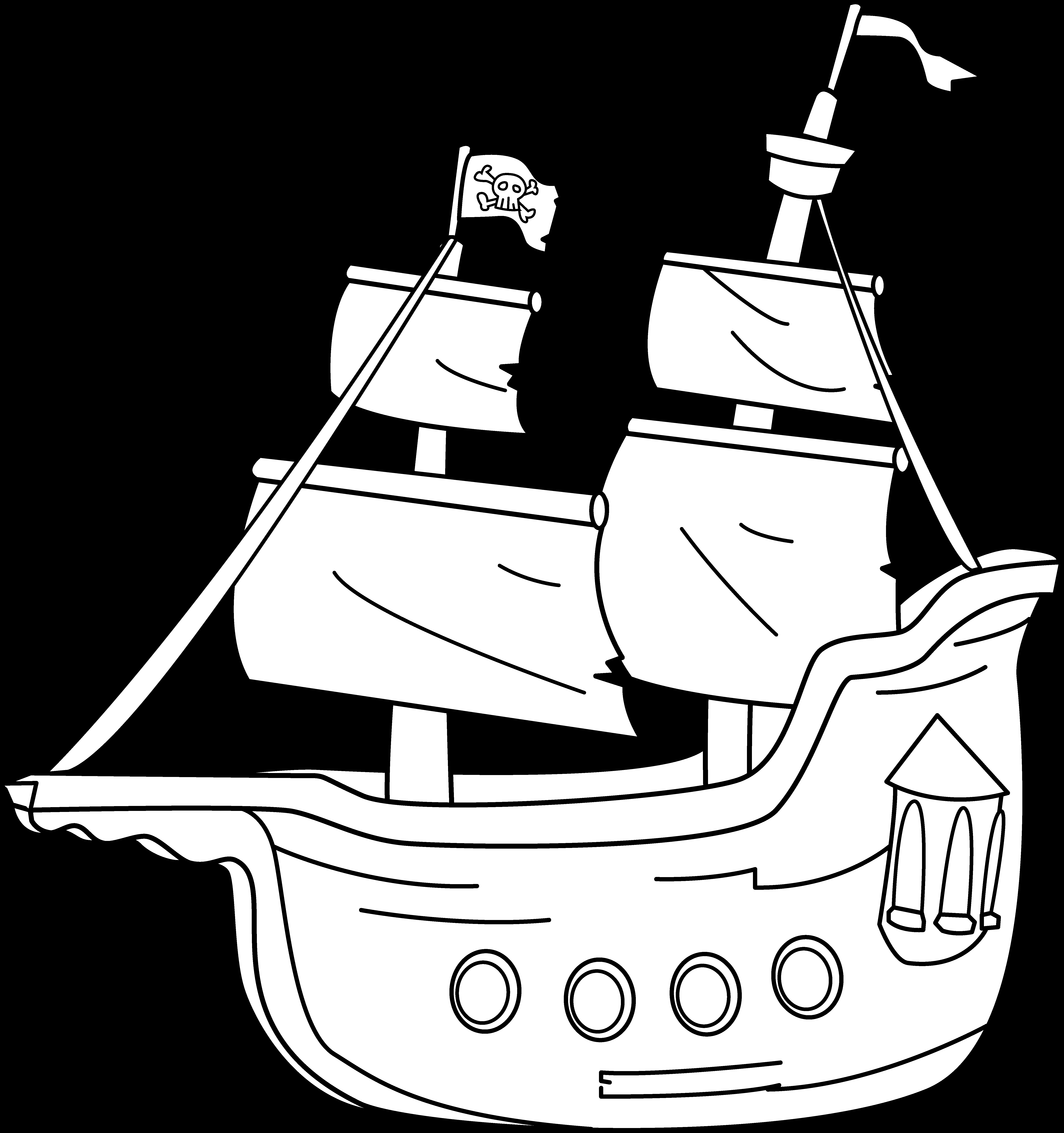 Coloriage d'un bateau pirate naviguant sur une mer agitée