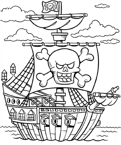 Un bateau pirate naviguant sur des eaux tumultueuses