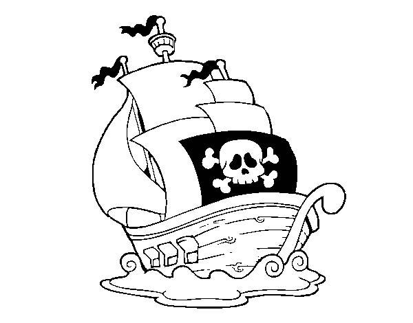 Un bateau pirate voguant sur des eaux tumultueuses