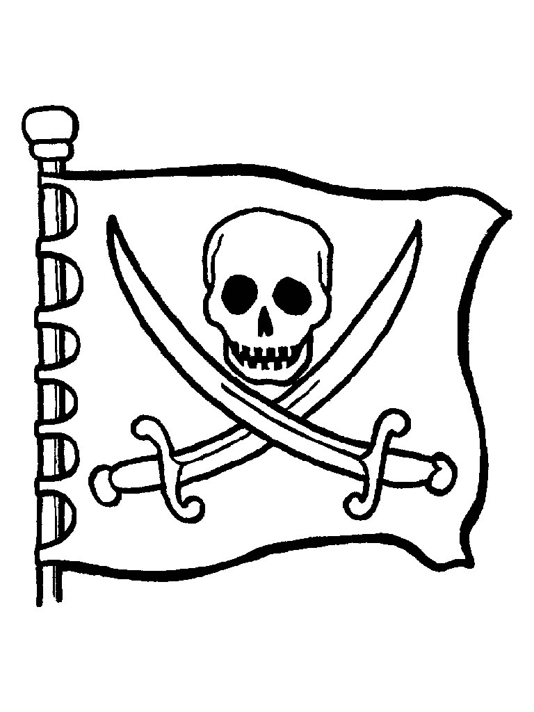 Coloriage d'un bateau pirate naviguant sur une mer calme