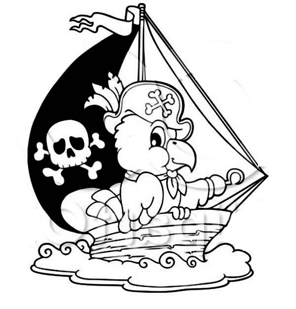 Un bateau pirate voguant sur des eaux tumultueuses