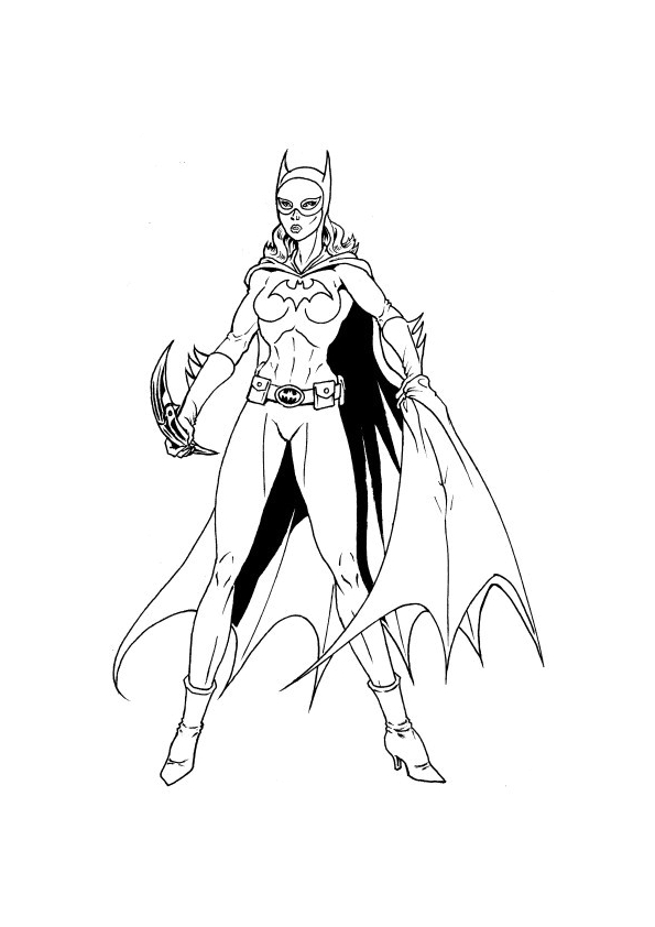 Coloriage de Batgirl dans une pose héroïque