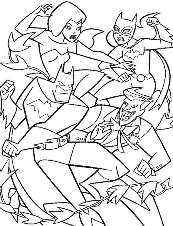 Coloriage de Batgirl en pleine action dans un décor urbain