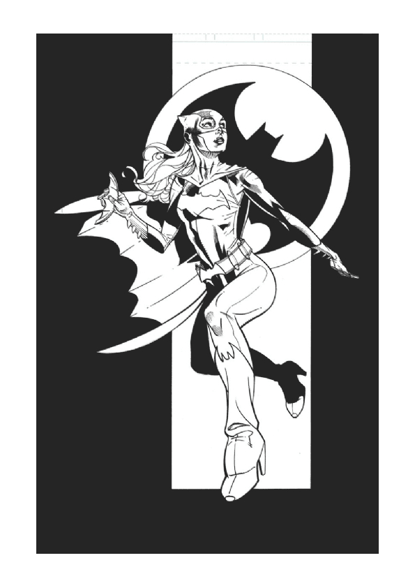 Coloriage de Batgirl en action dans un décor urbain