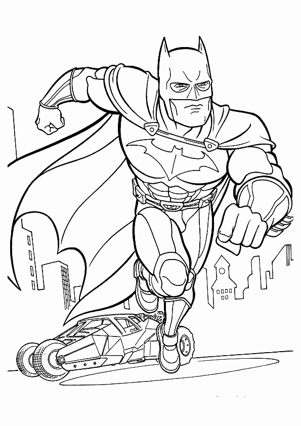 Batman en pleine action face à ses adversaires dans Gotham City