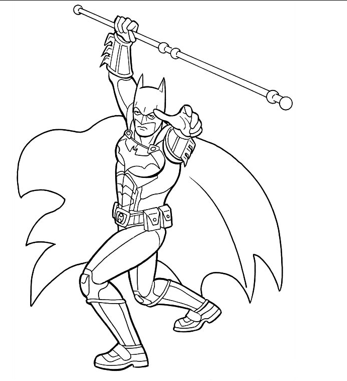 Batman en pleine action sur fond urbain