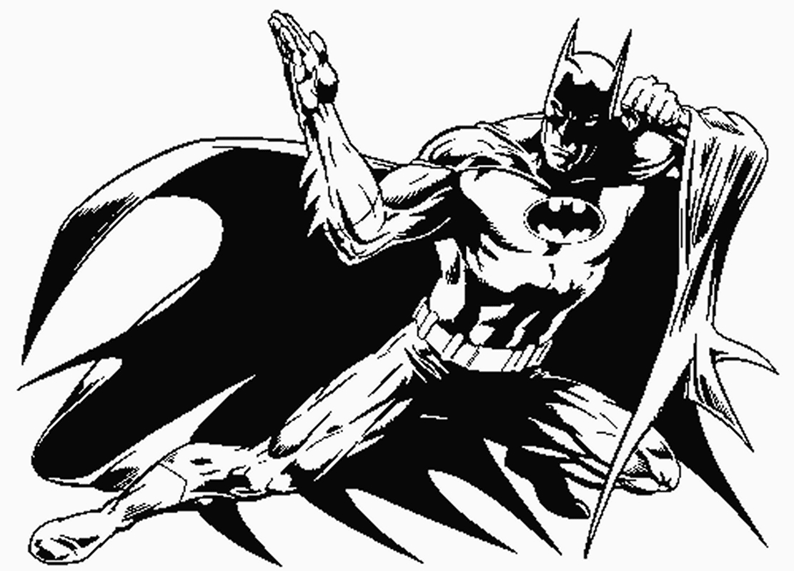Batman en pleine action, prêt à affronter le mal