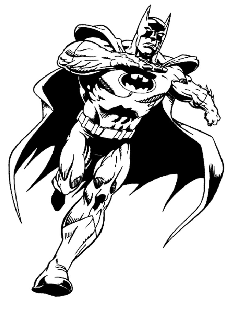 Batman en pleine action sur fond urbain