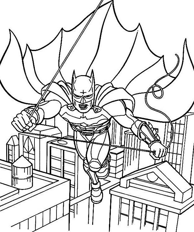 Batman en pleine action dans Gotham City