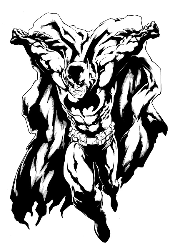 Batman en action sur fond urbain