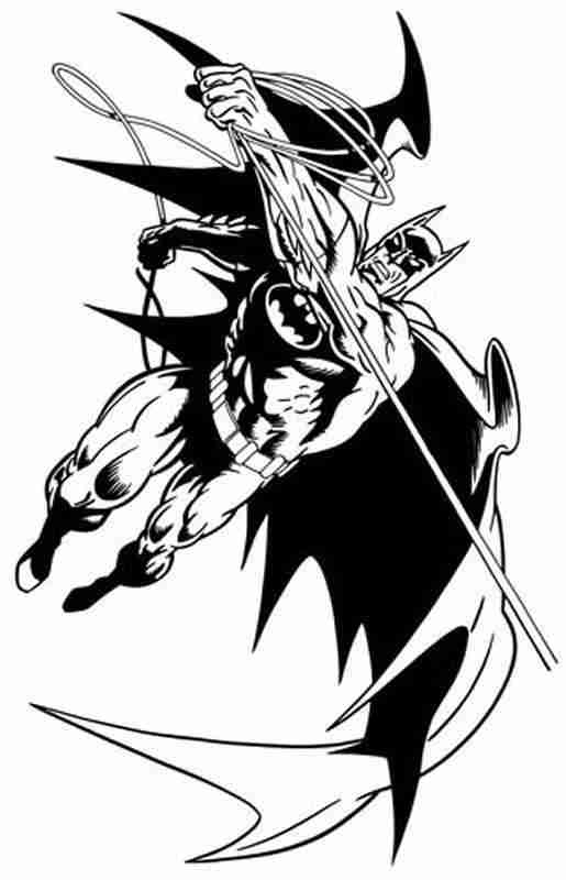 Batman en plein vol au-dessus de Gotham City