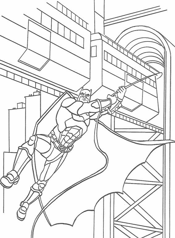 Batman en pleine action au milieu de la ville