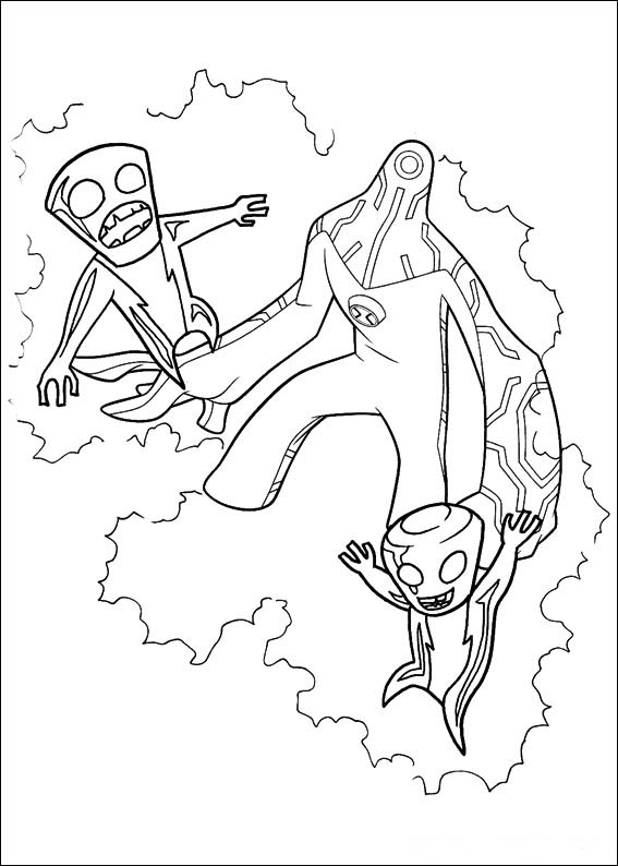 Coloriage de Ben 10 en pleine action avec son Omnitrix