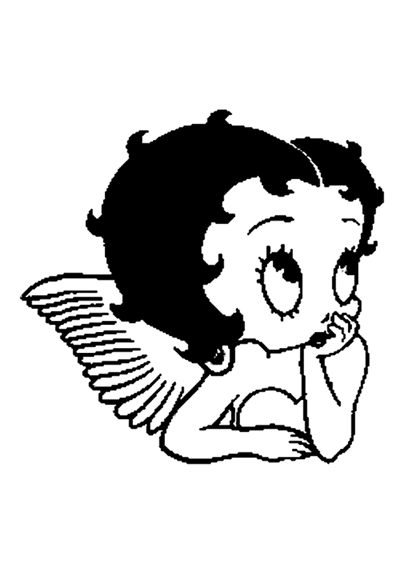 Betty Boop en pleine pose avec son chien dans un décor stylisé