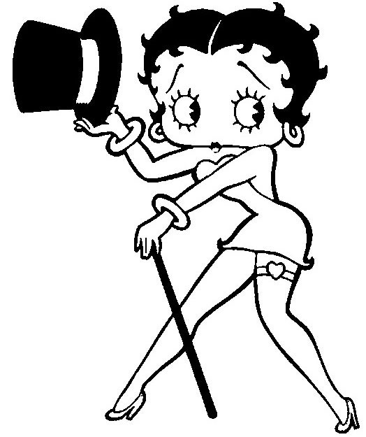Betty Boop en pleine pose avec un décor stylisé