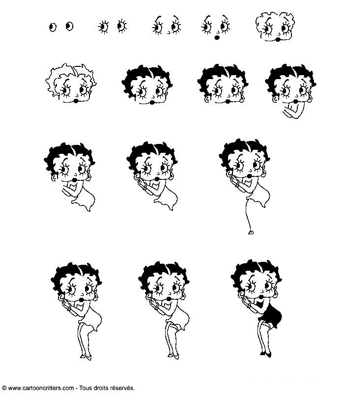 Betty Boop en pleine danse avec un fond stylisé