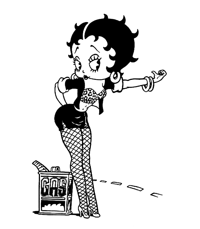 Coloriage de Betty Boop avec une attitude pétillante dans un décor simple