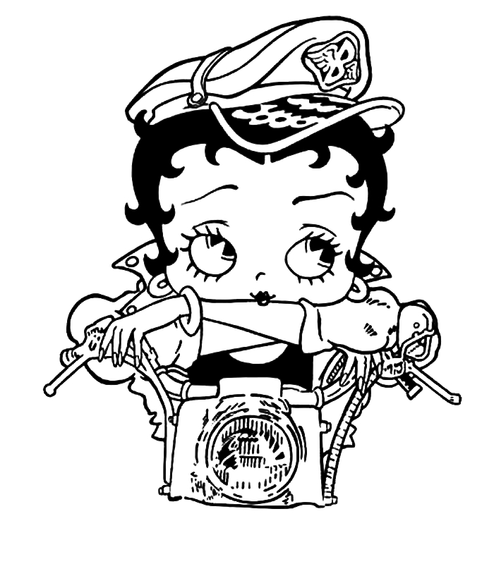 Coloriage de Betty Boop dans une pose dynamique avec un fond simple Coloriage de Betty Boop dans une pose dynamique avec un fond simple