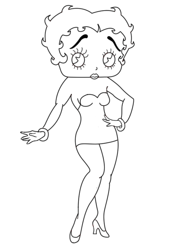 Betty Boop en pleine pose, entourée de détails graphiques