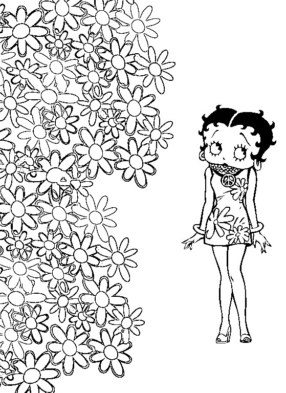 Betty Boop en pleine pose, entourée de détails charmants