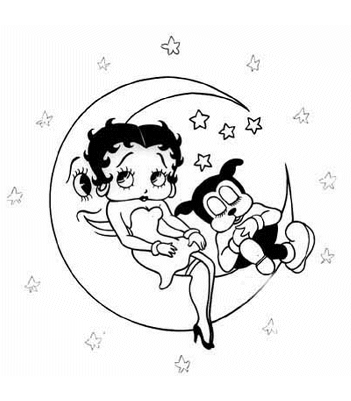 Betty Boop en pleine danse joyeuse, entourée de motifs ludiques