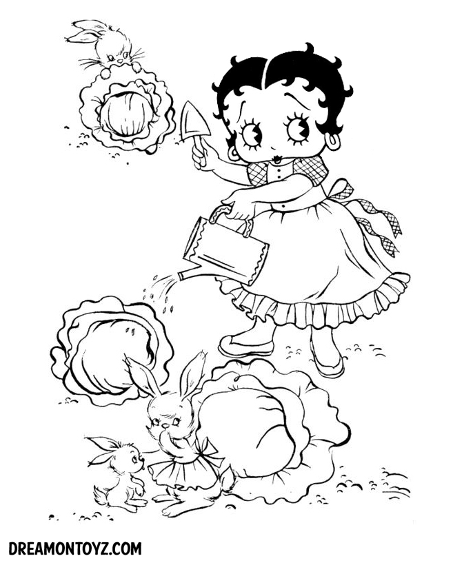 Betty Boop en pleine pose avec un décor simple