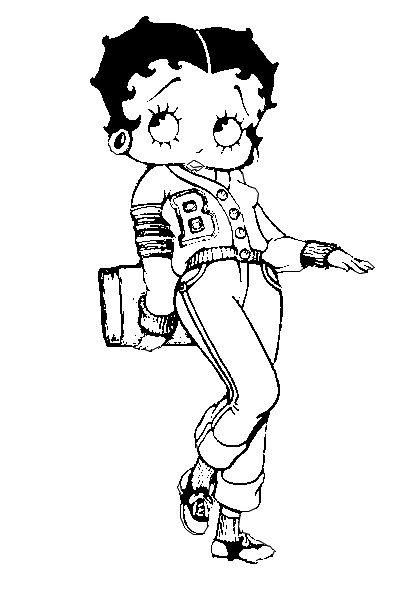 Betty Boop en pleine pose dynamique avec un fond simple