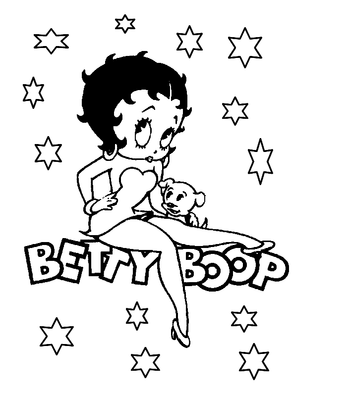 Betty Boop en pleine pose avec un décor stylisé
