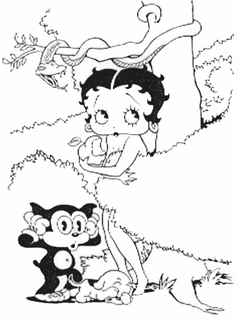 Betty Boop en pleine pose avec un décor stylisé