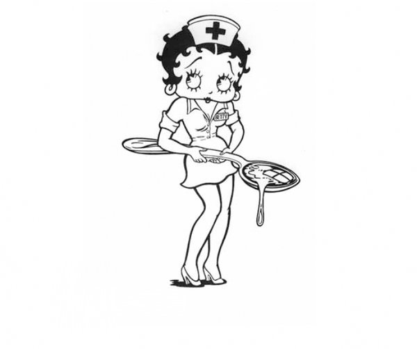 Betty Boop en pleine pose avec un décor stylisé