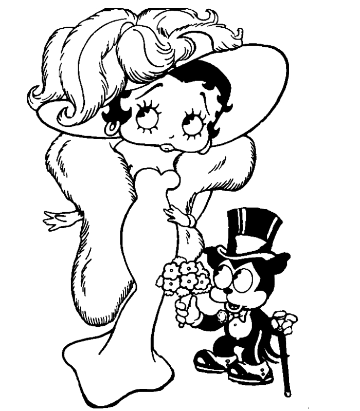 Betty Boop dans une pose dynamique entourée d'éléments ludiques Betty Boop dans une pose dynamique entourée d'éléments ludiques