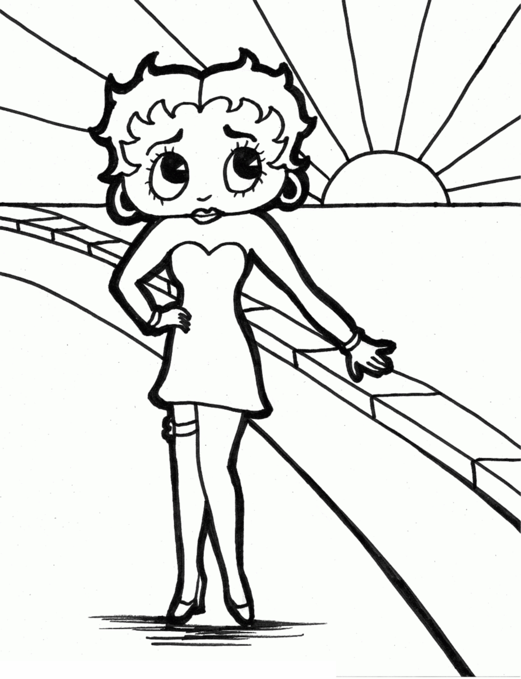 Betty Boop en pleine danse joyeuse avec un fond stylisé