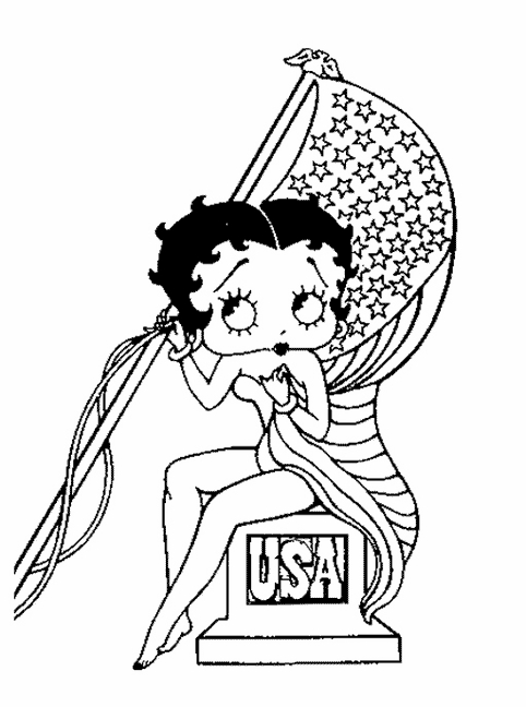 Betty Boop en pleine pose souriante avec un décor stylisé