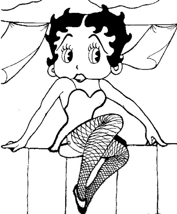 Betty Boop en pleine pose avec un décor stylisé