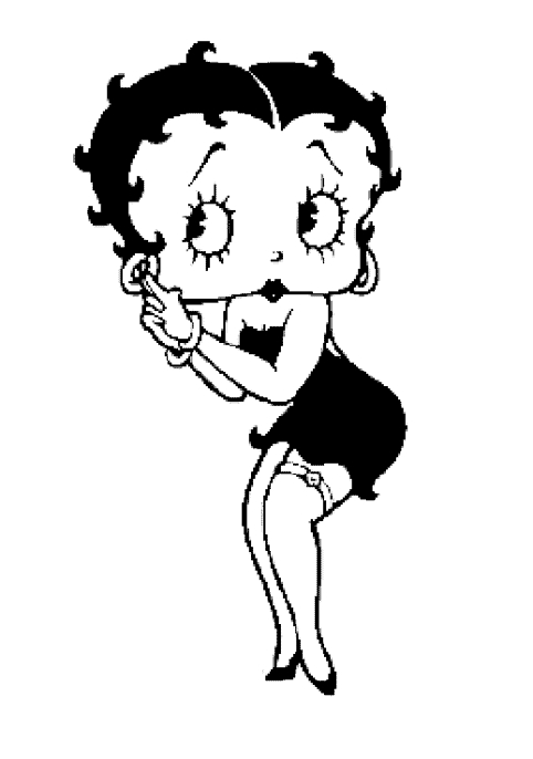 Coloriage de Betty Boop en pleine action avec un style rétro