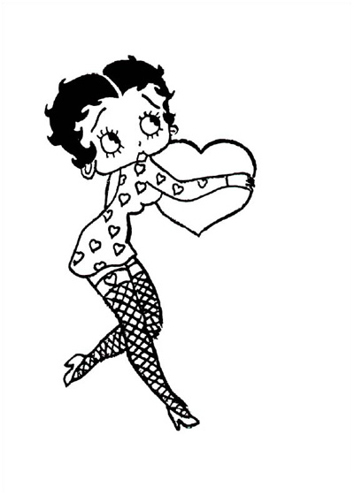 Betty Boop en pleine danse joyeuse sur fond stylisé