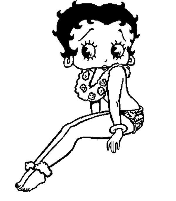 Coloriage de Betty Boop dans une pose dynamique avec un décor minimaliste Coloriage de Betty Boop dans une pose dynamique avec un décor minimaliste