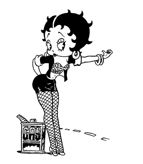 Betty Boop en pleine danse avec un fond stylisé
