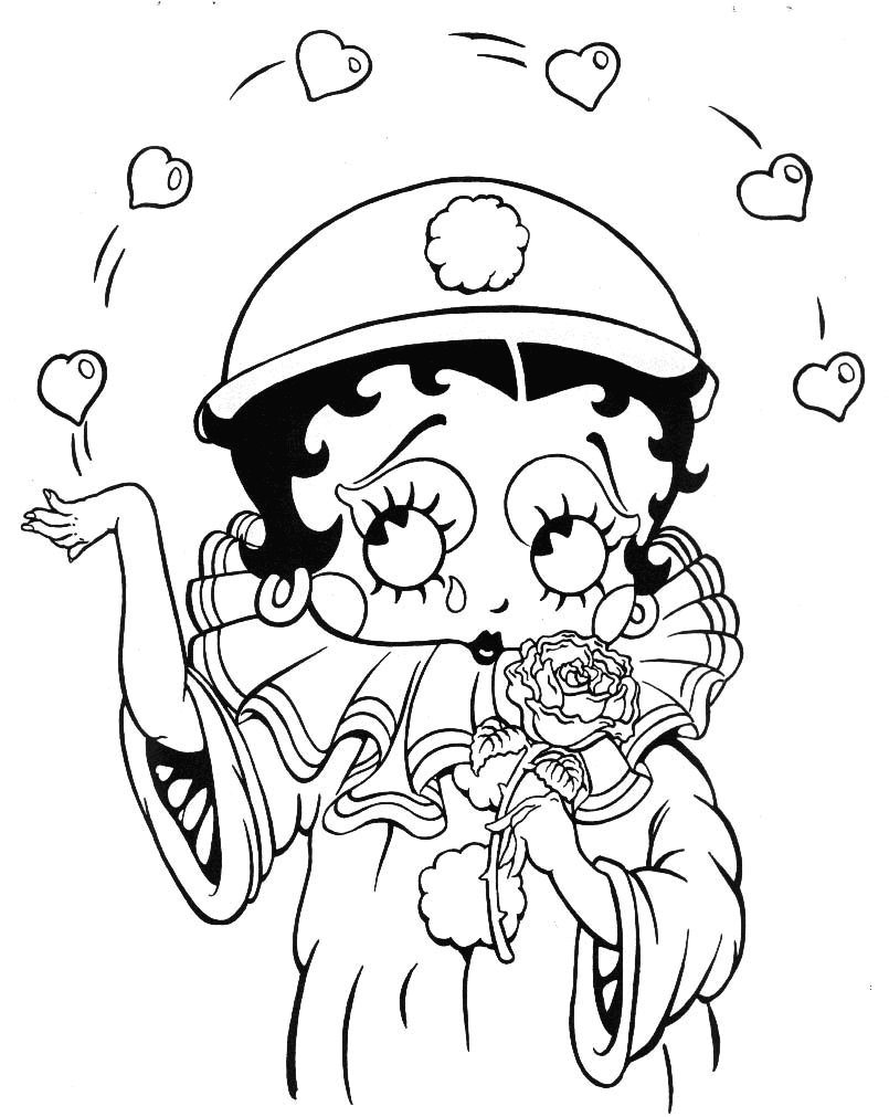 Betty Boop en pleine pose avec son chat dans un décor stylisé