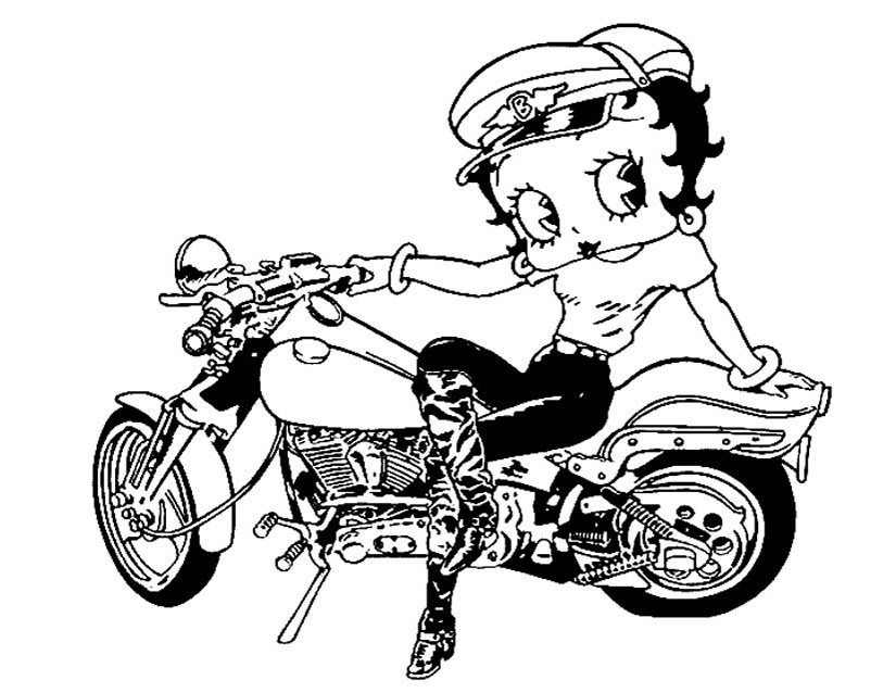 Betty Boop souriante en pleine action dans un décor stylisé